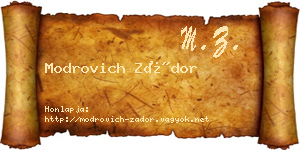 Modrovich Zádor névjegykártya